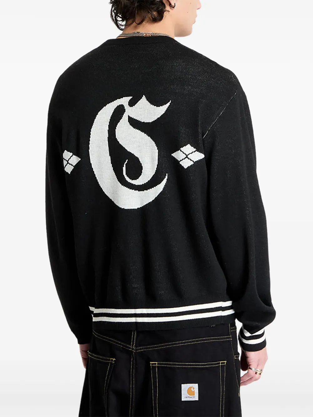 Carhartt WIP embroidered logo knit sweater Zwart