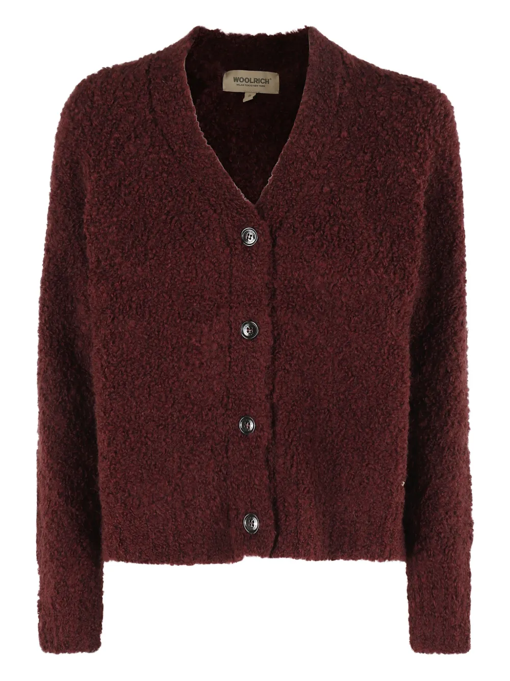 Woolrich textured V-neck cardigan - レッド Woolrich textured V-neck cardigan - レッド