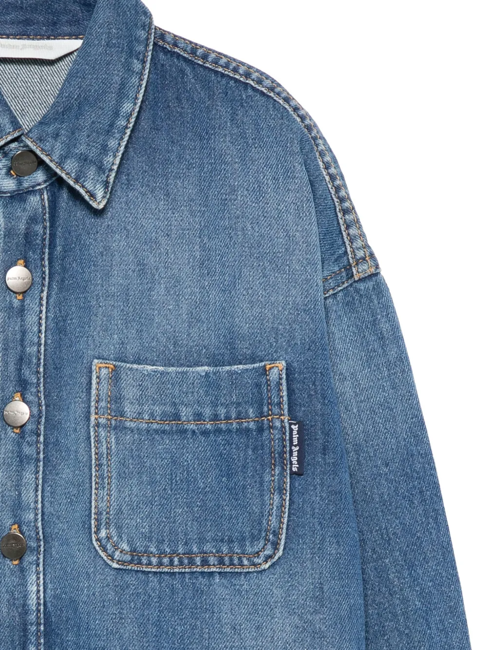 Palm Angels Kids button-fastening denim shirt Blauw