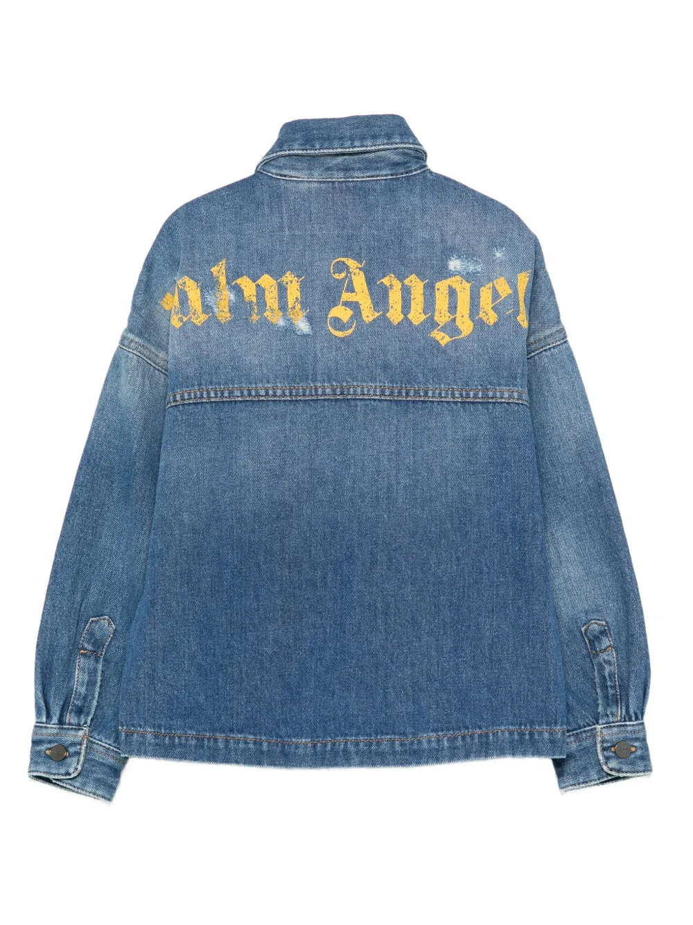 Palm Angels Kids button-fastening denim shirt Blauw