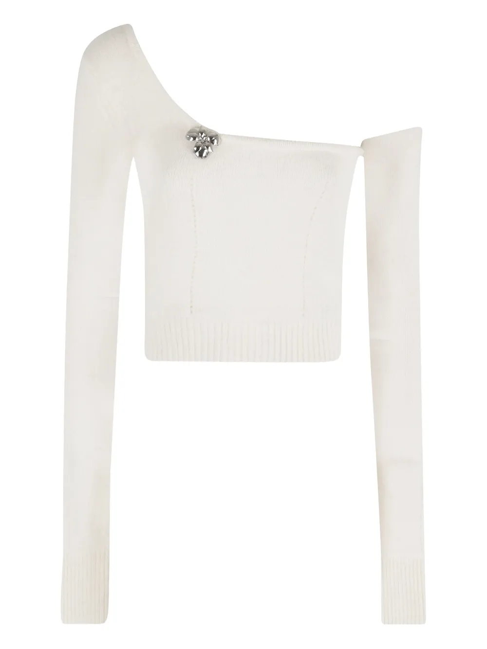 Blumarine embellished one-shoulder top Wit