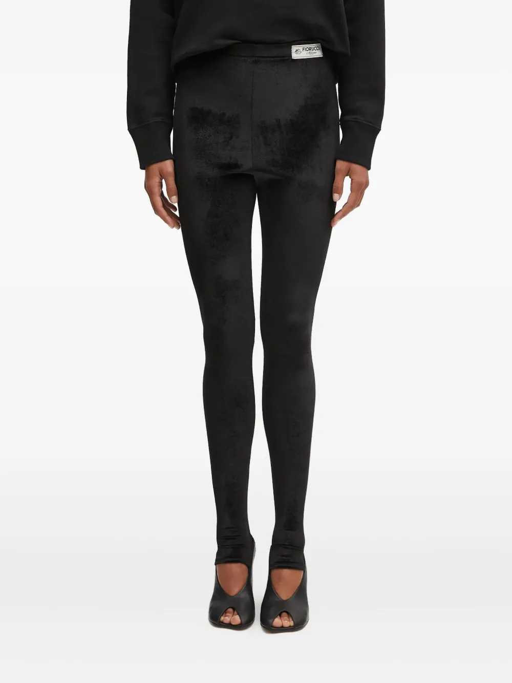 Fiorucci Fluwelen legging met split Zwart