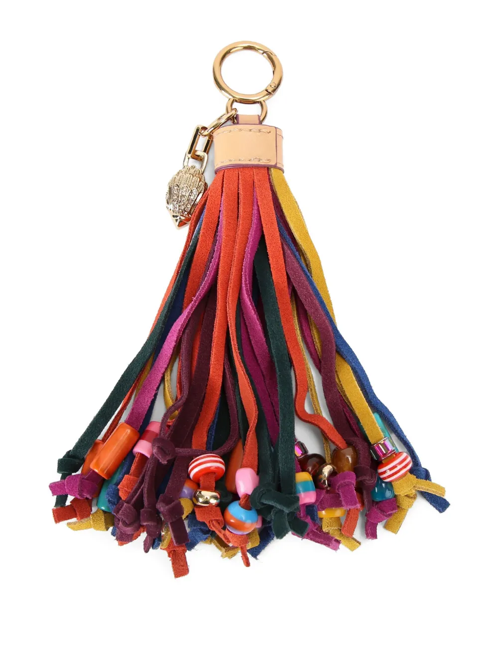 Kurt Geiger London Leather Beaded Tassel Charm In Multi