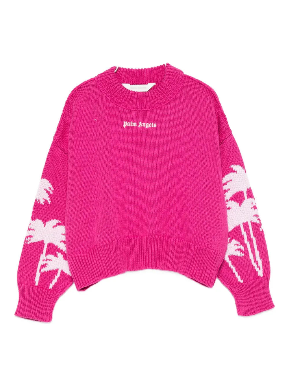 Palm Angels Palm-tree-pattern Wool Sweater In Pink