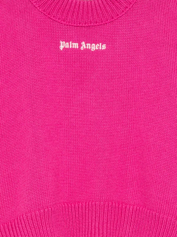 Palm Angels Kids palm-tree-pattern Wool Sweater Pink FARFETCH