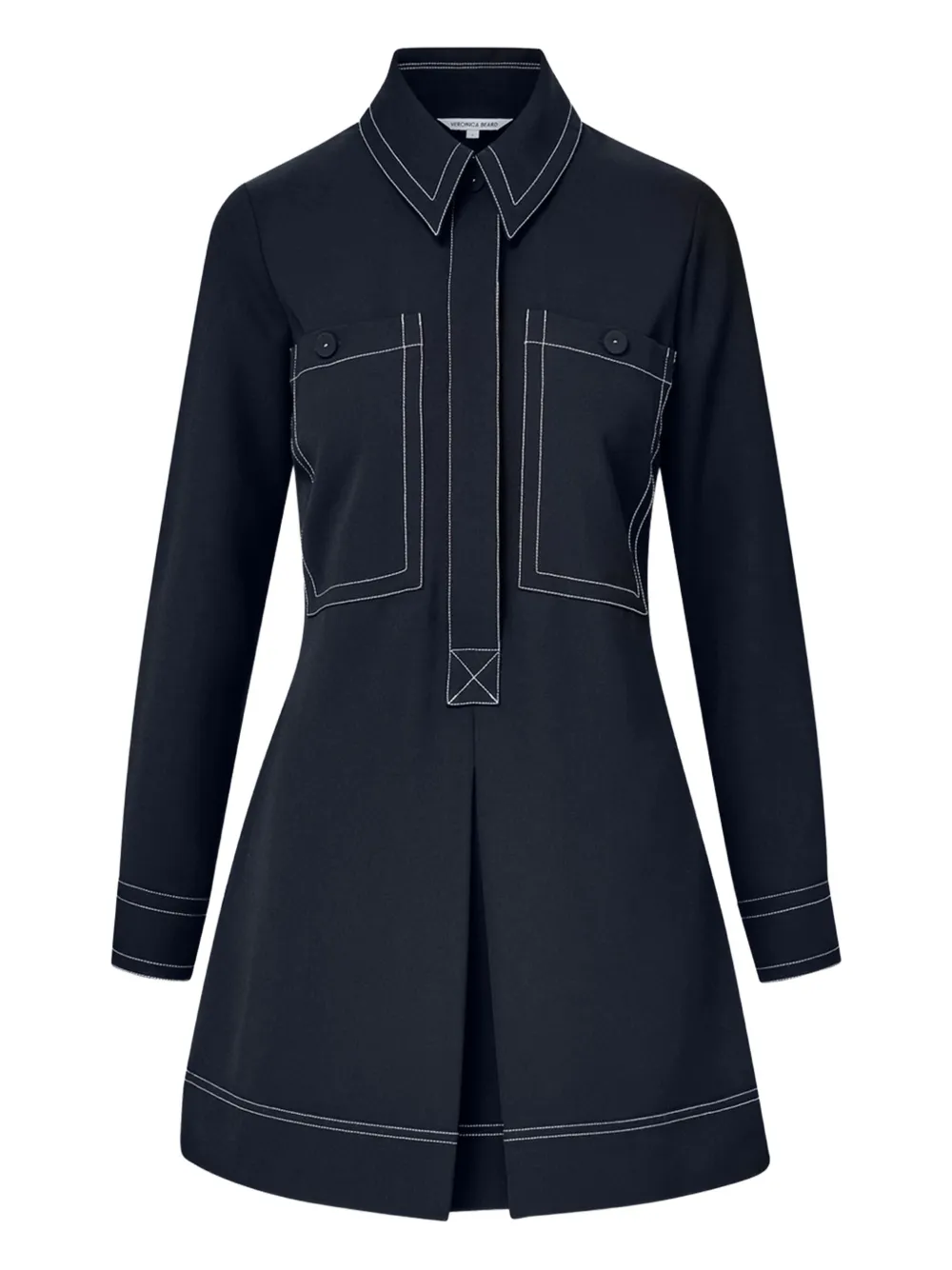 Veronica Beard contrast-stitch shirt mini dress Blauw