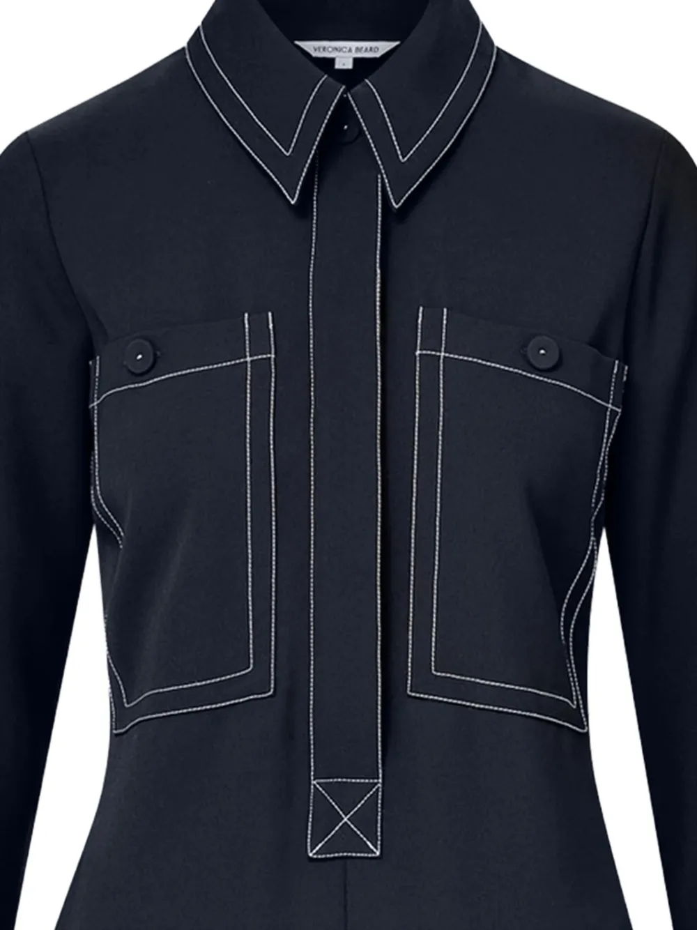 Veronica Beard contrast-stitch shirt mini dress Blauw