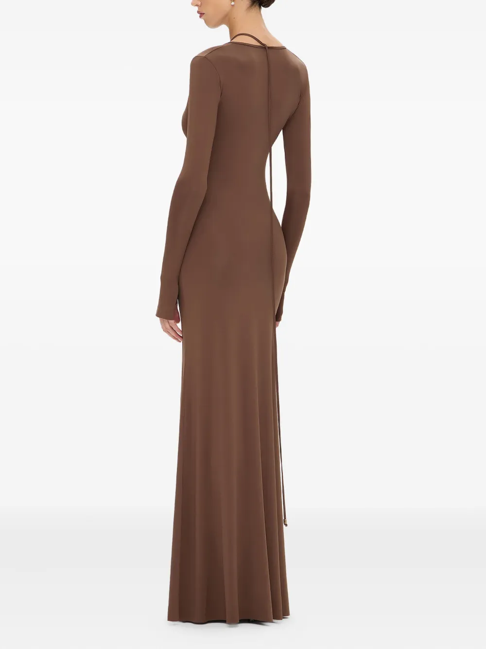 KOROBEYNIKOV Asymmetrische maxi-jurk met ringdetail Bruin