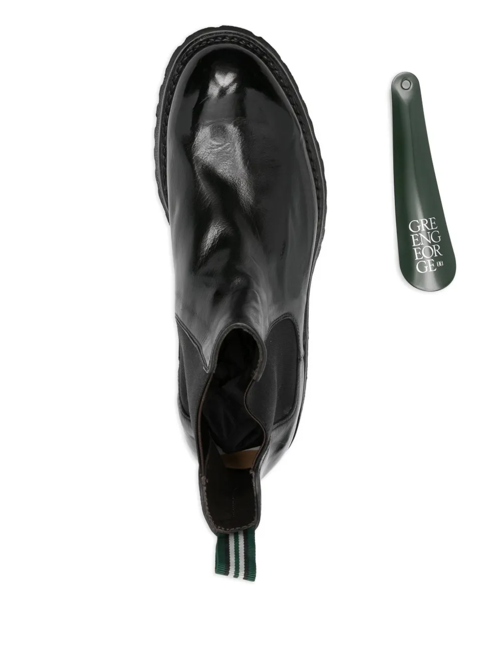 Green George Leren laarzen met elastisch vlak Zwart