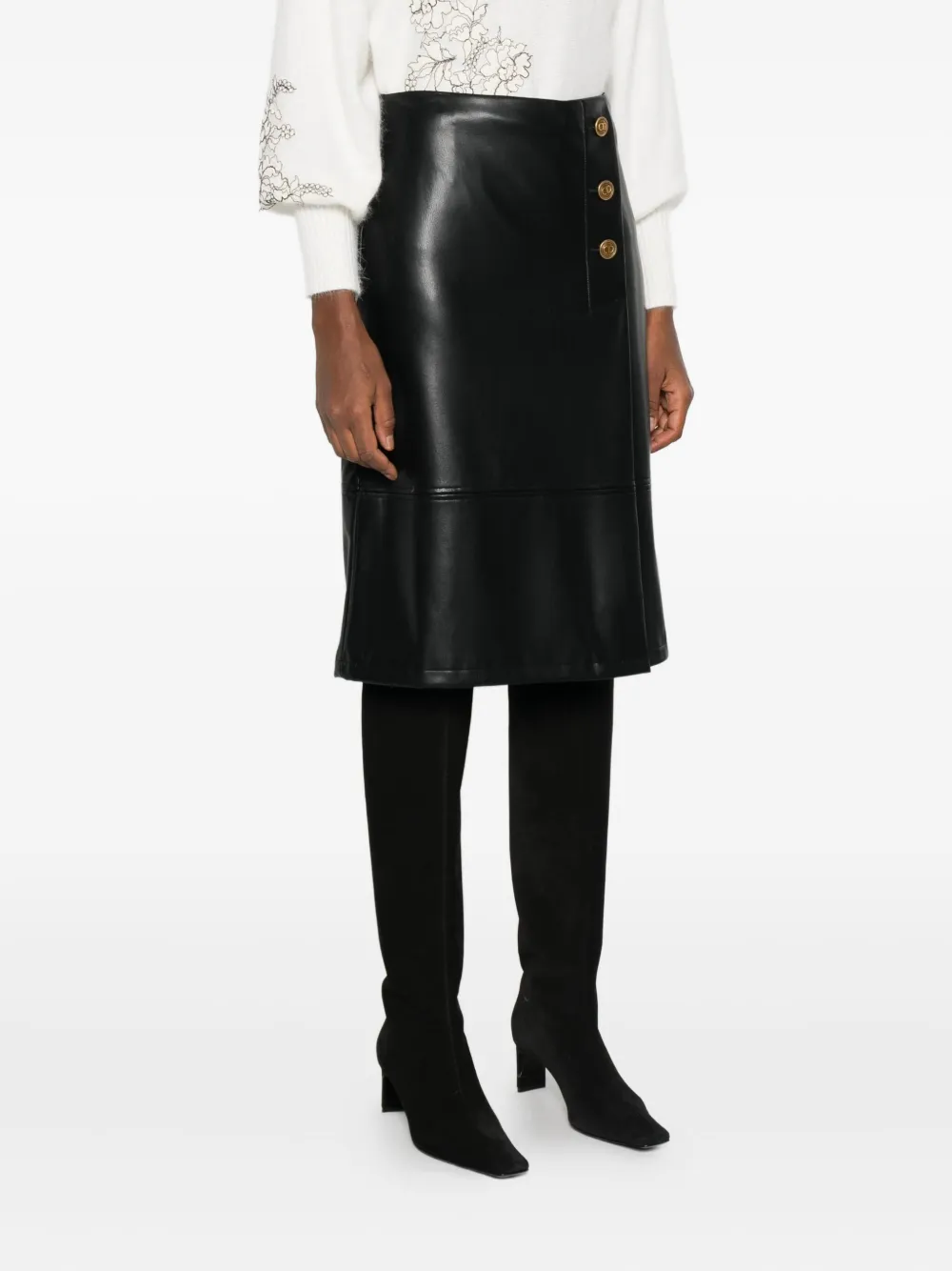 Twinset Button-fastening Midi Skirt In Black