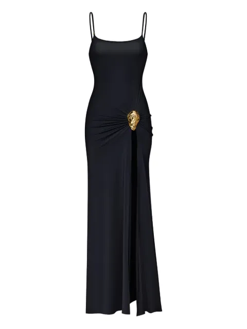 KOROBEYNIKOV oyster-embellished slit maxi dress