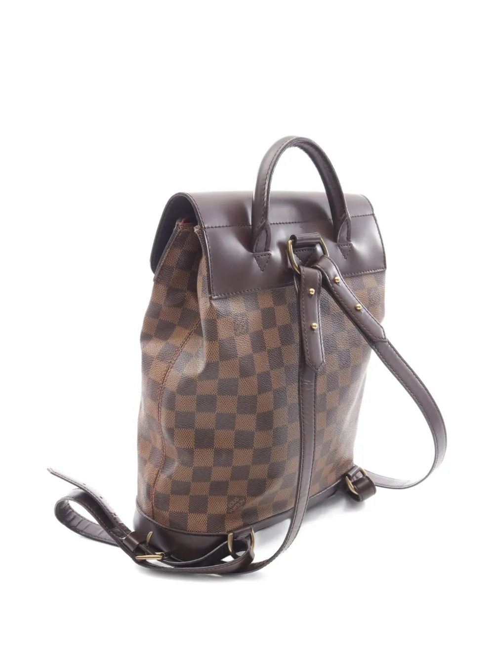 Pre-owned Louis Vuitton 2002 Soho Damier-check Backpack In Brown