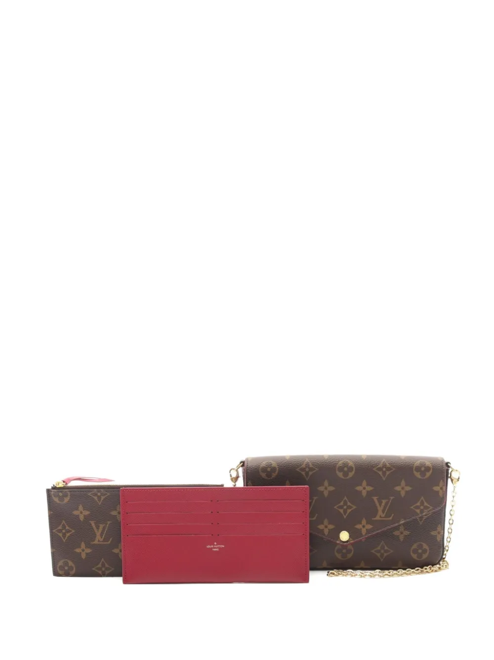 Pre-owned Louis Vuitton 2020 Small Pochette Felicie Monogram Shoulder Bag In Brown