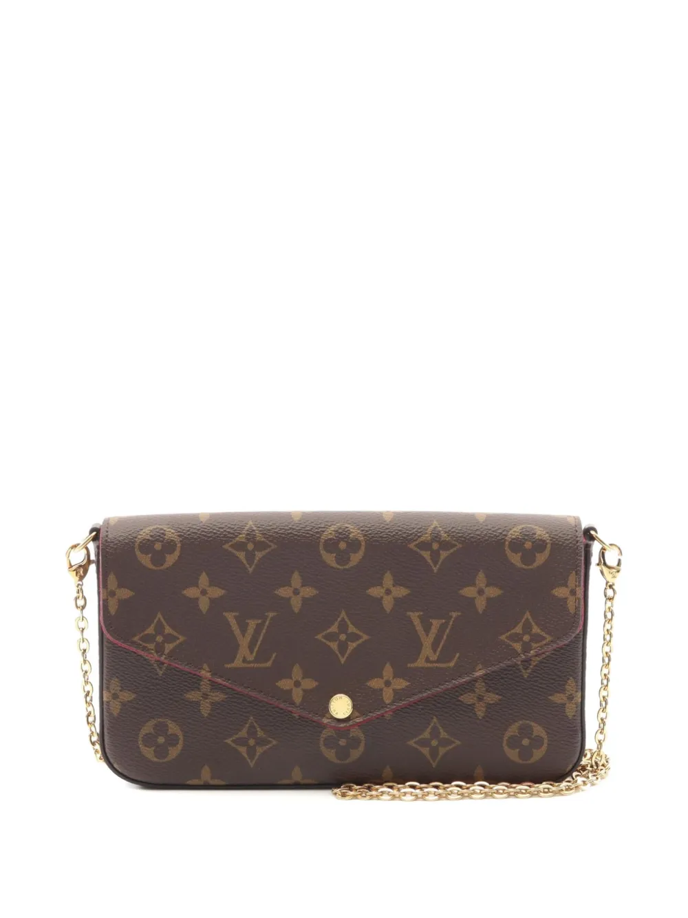 Pre-owned Louis Vuitton 2020 Small Pochette Felicie Monogram Shoulder Bag In Brown