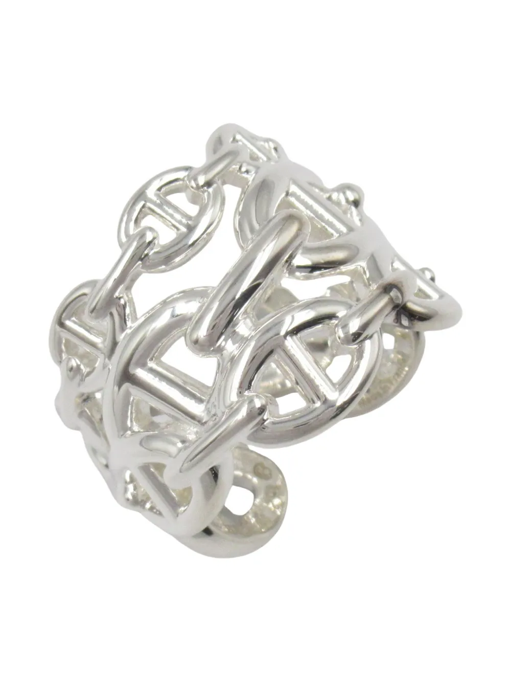 Pre-owned Hermes 2010s Chaîne D'ancre Ring In Silver