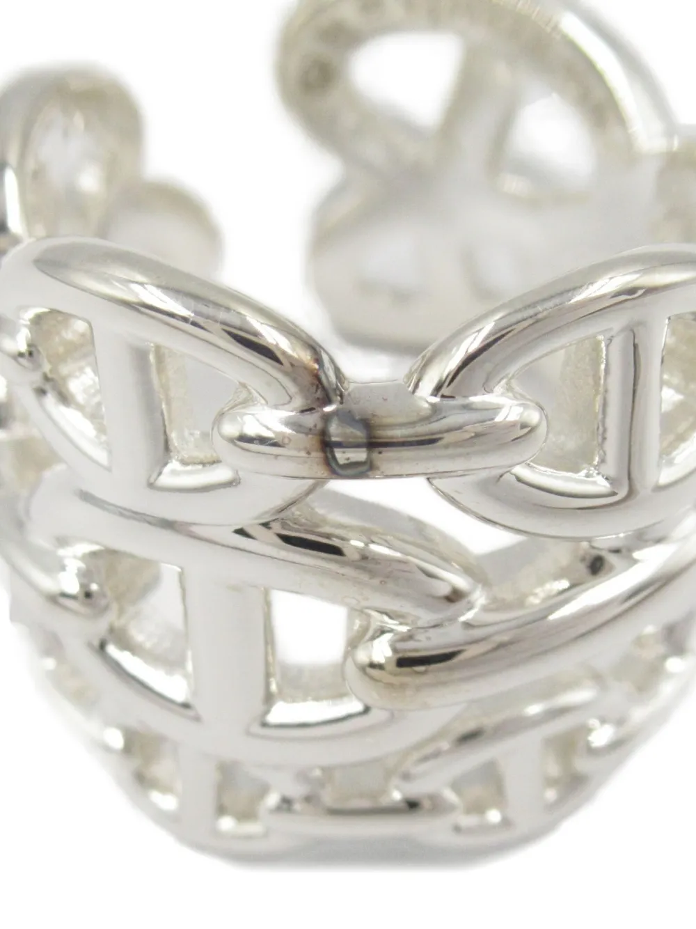Pre-owned Hermes 2010s Chaîne D'ancre Ring In Silver