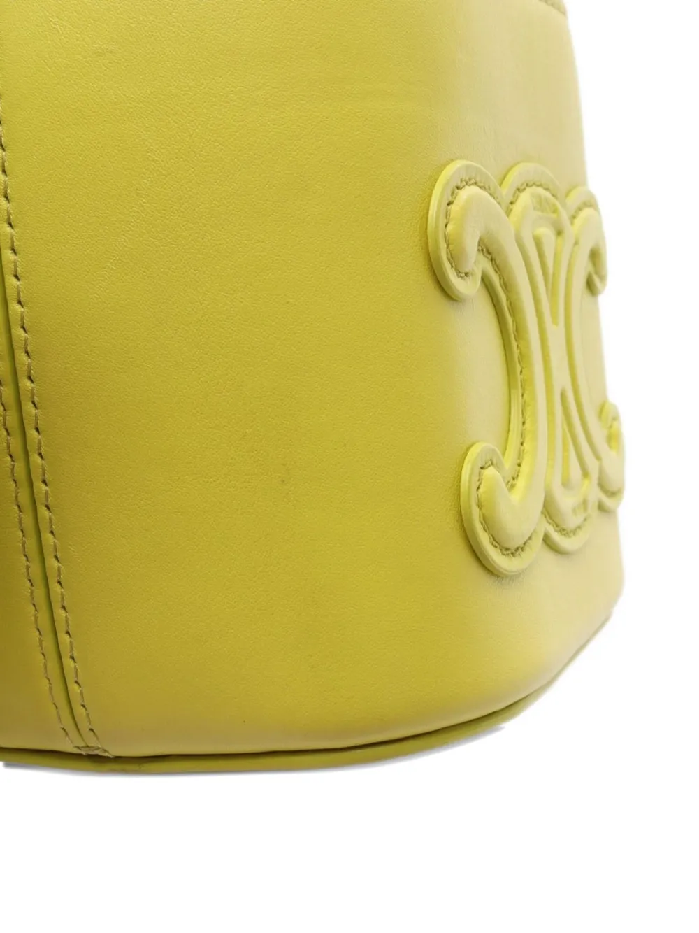 Pre-owned Celine 10s Small Cuir Triomphe Bucket Bag In Yellow