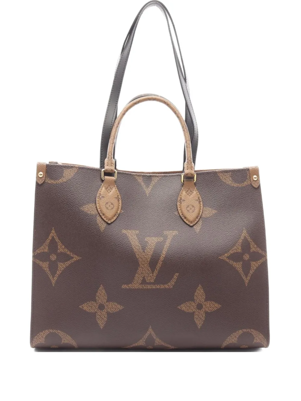 Pre-owned Louis Vuitton 2021 On-the-go Mm Monogram Giant Reverse Tote Bag In Brown