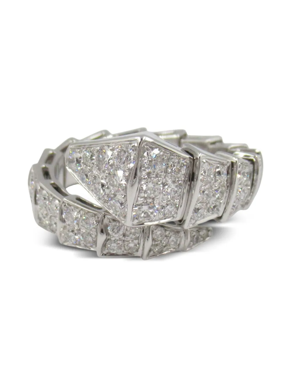 Bvlgari Pre-Owned 2010s 18K white gold Serpenti Viper diamond ring | Silver | Image 1