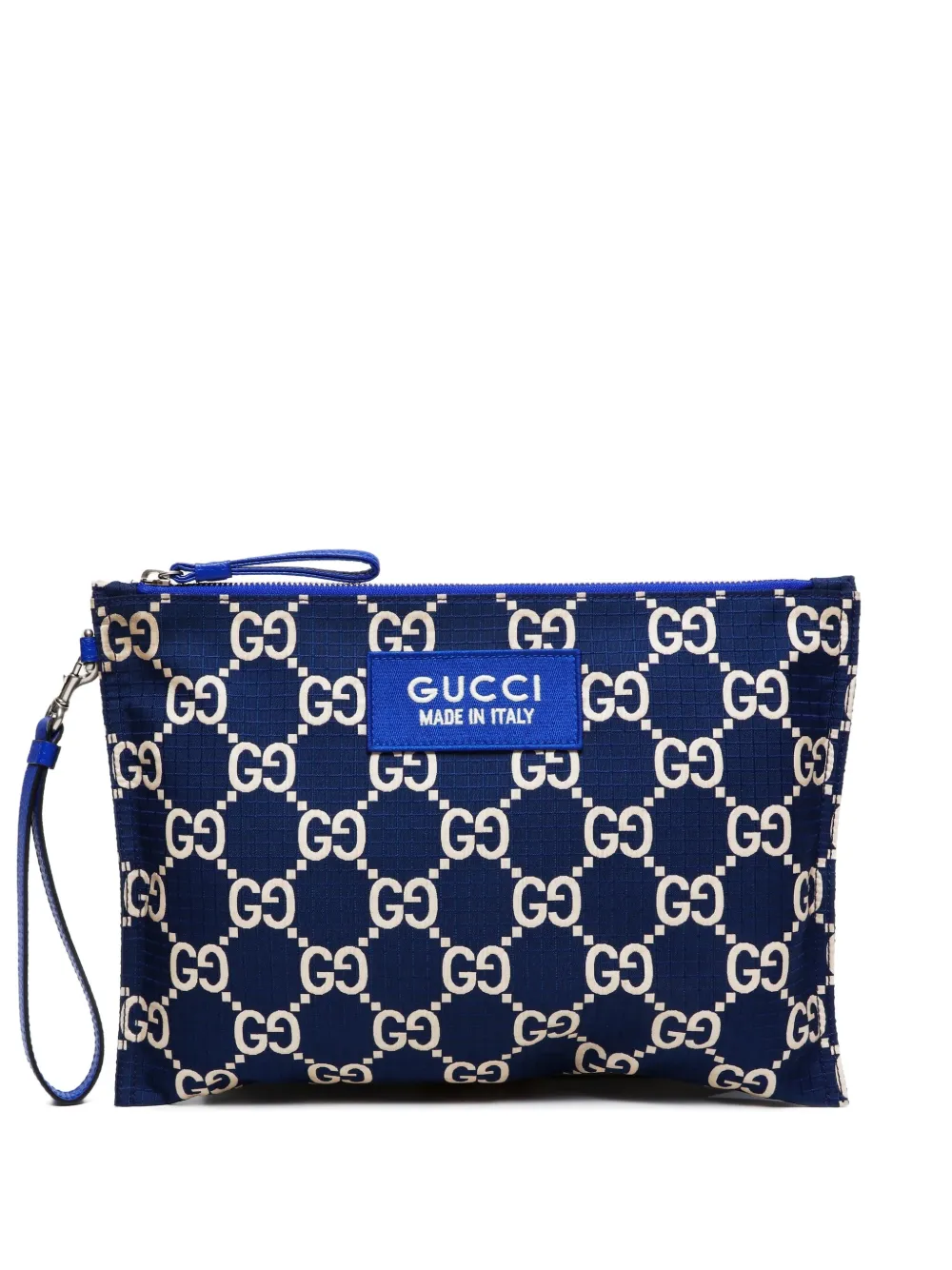 Pre-owned Gucci 2016-2025 Gg-pattern Clutch Bag In Blue