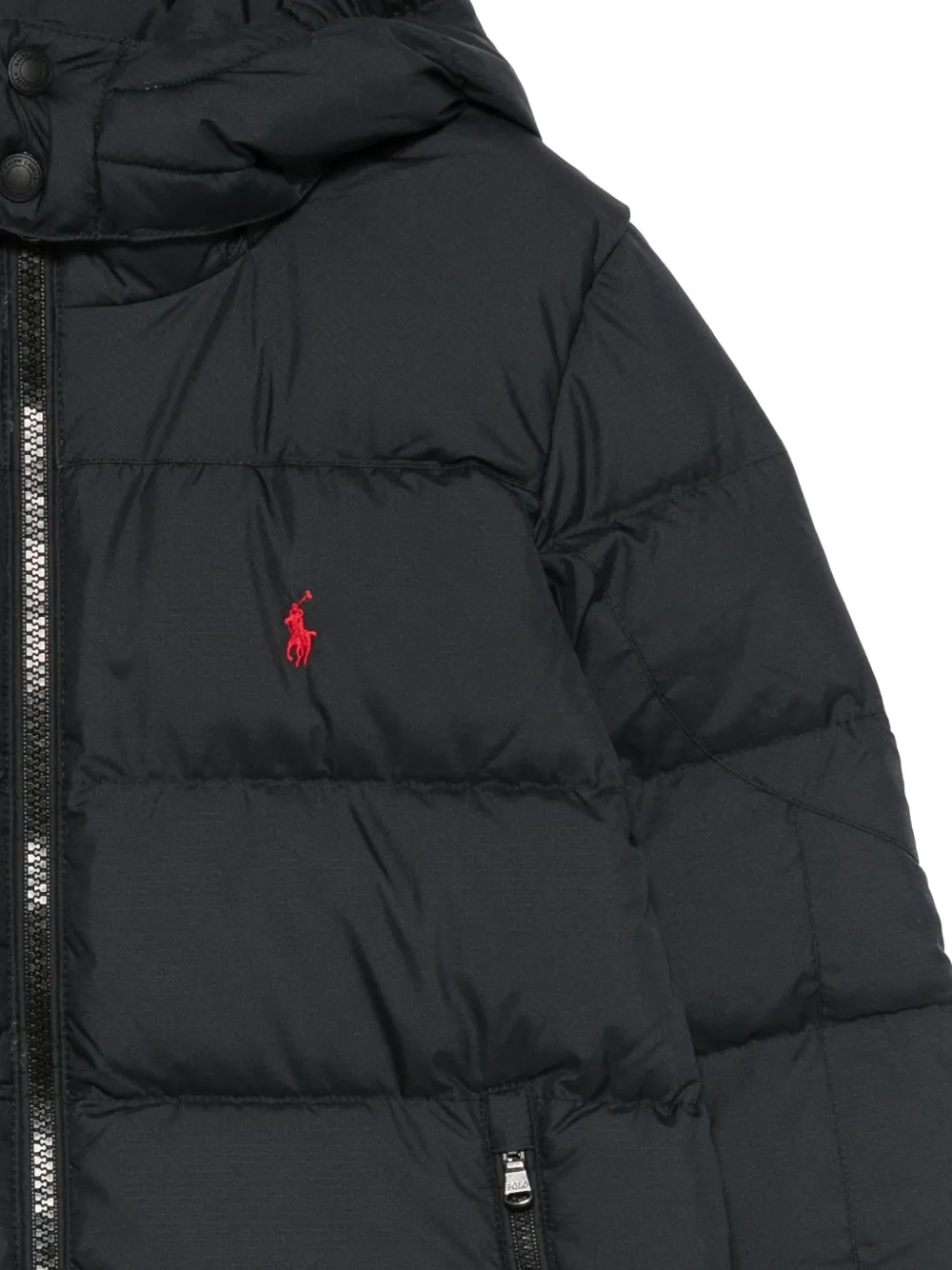 POLO RALPH LAUREN KIDS hooded puffer jacket Zwart