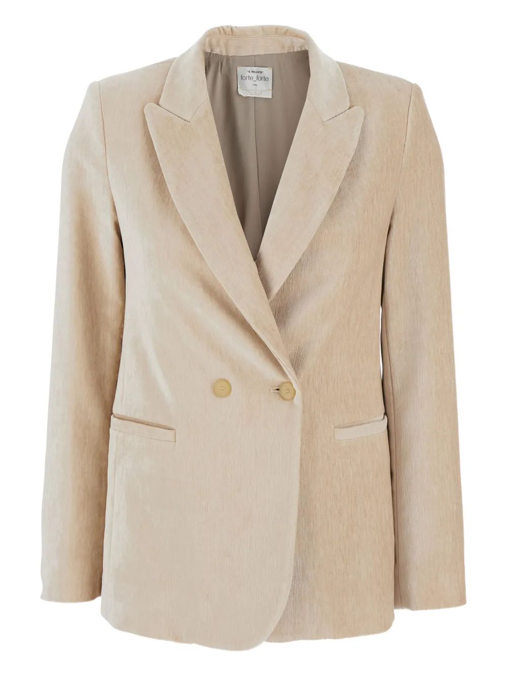 Forte velvet double-breasted blazer Beige