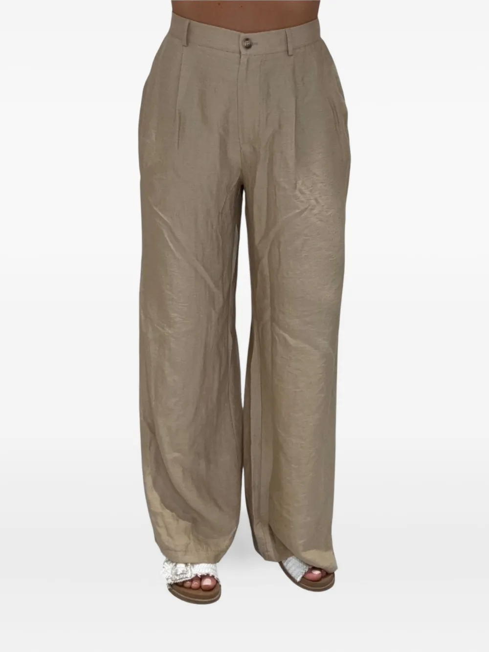 Vicolo Pleated Wide-leg Jumpsuit In Brown