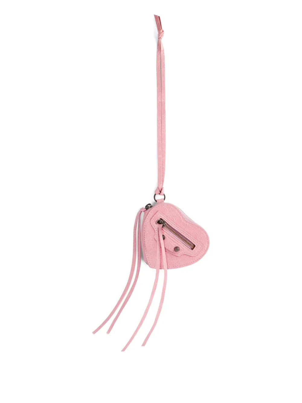 Balenciaga heart-shaped leather keyring Roze