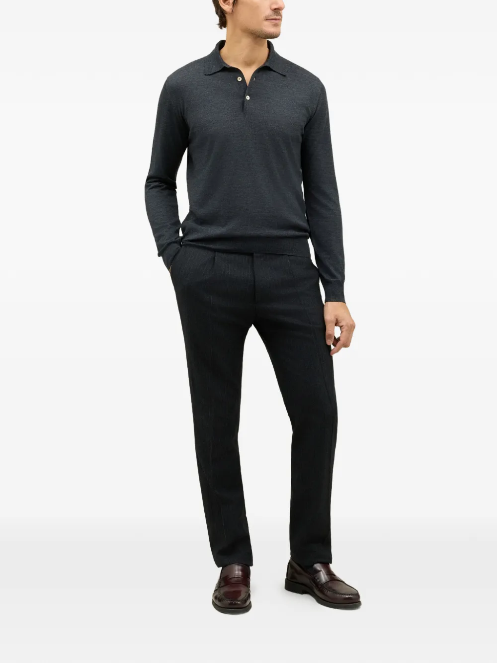 Boglioli buttoned polo knitwear - Grijs