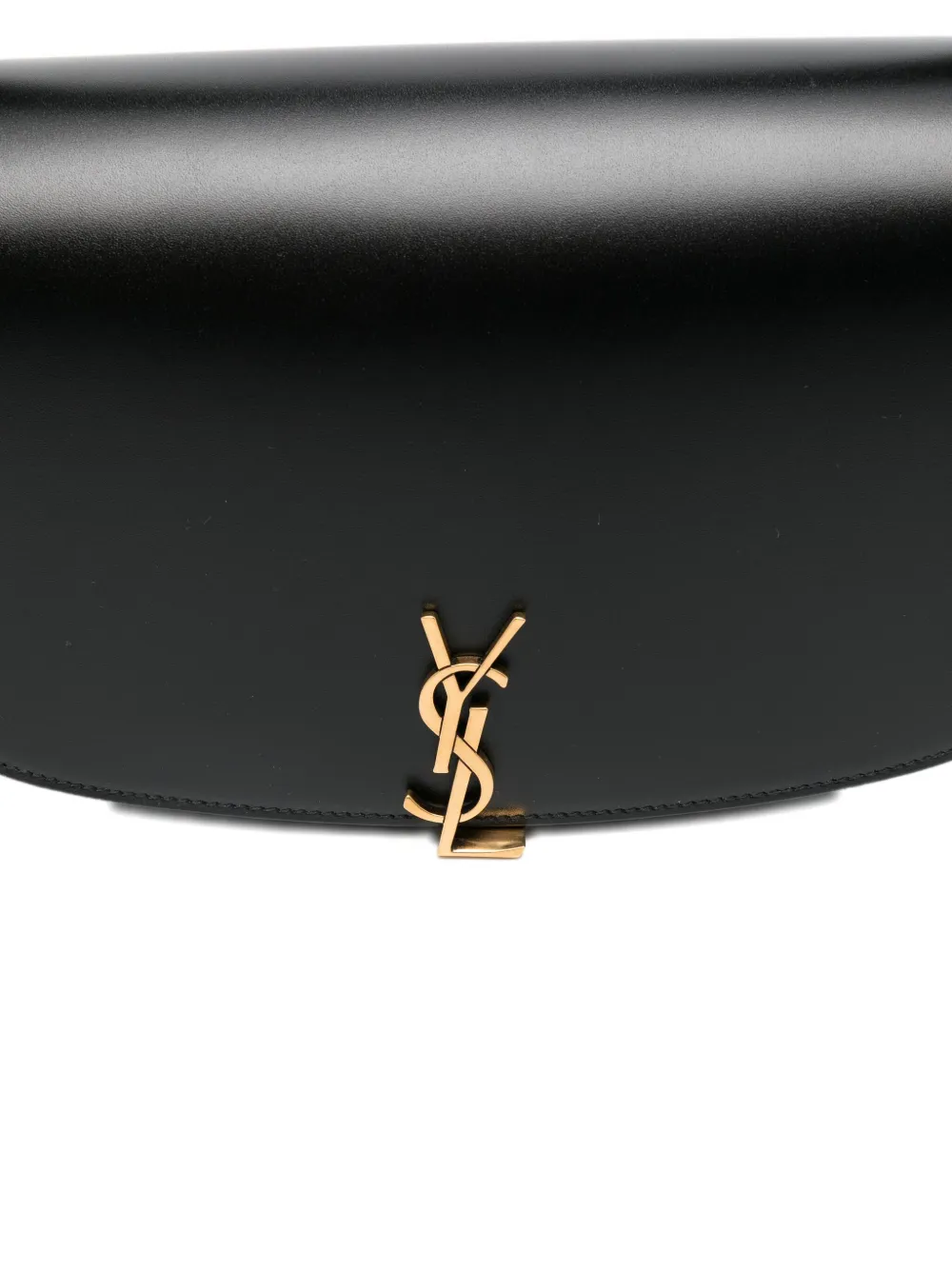Saint Laurent Logo-plaque Curved Shoulder Bag In Black