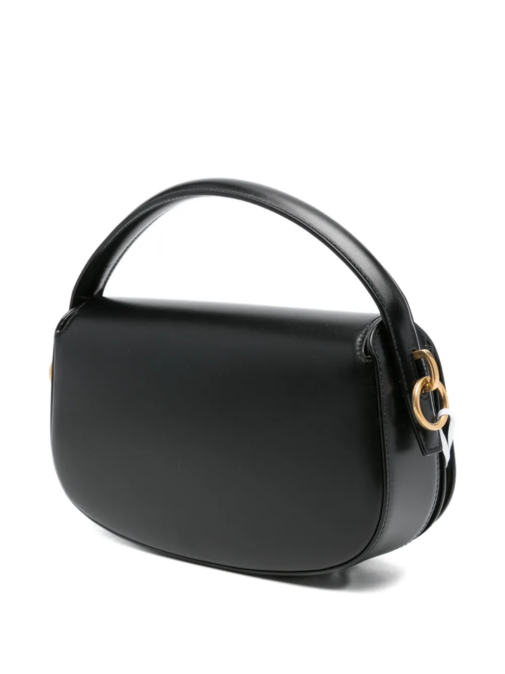 Saint Laurent Logo-plaque Curved Shoulder Bag In Black