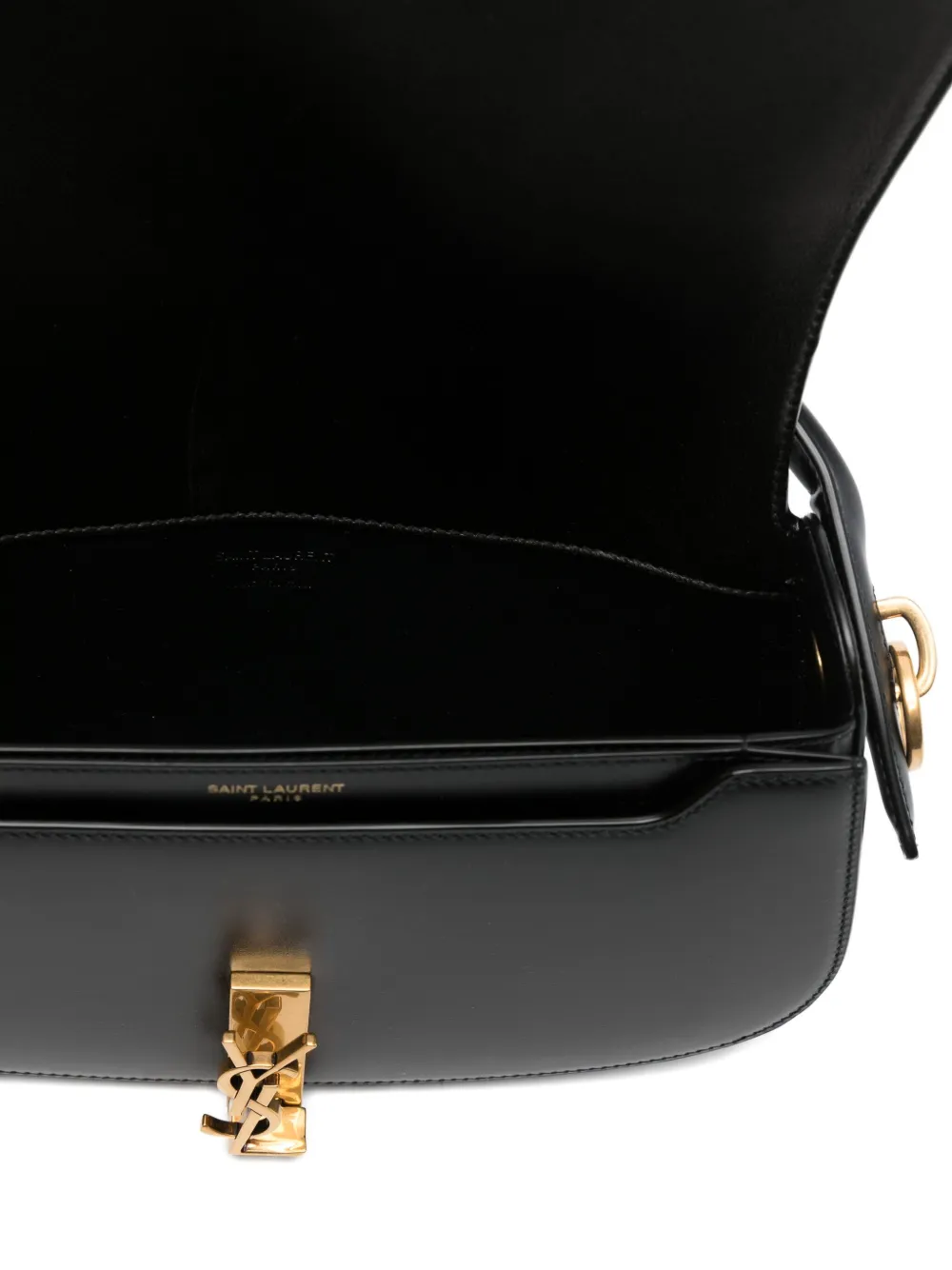 Saint Laurent Logo-plaque Curved Shoulder Bag In Black