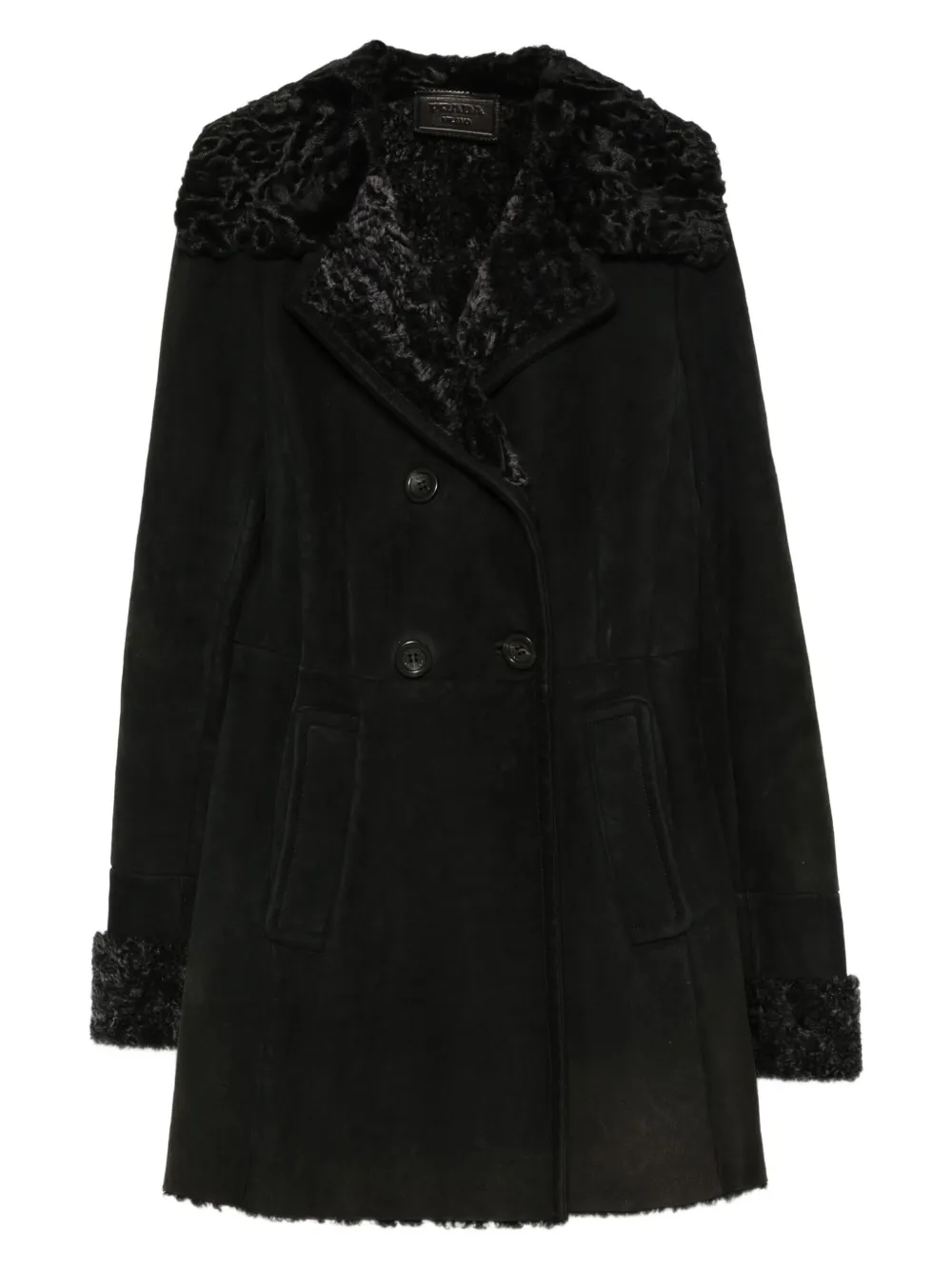 Prada Pre-Owned 2000s sheepskin double-breasted coat | Black | Image 1