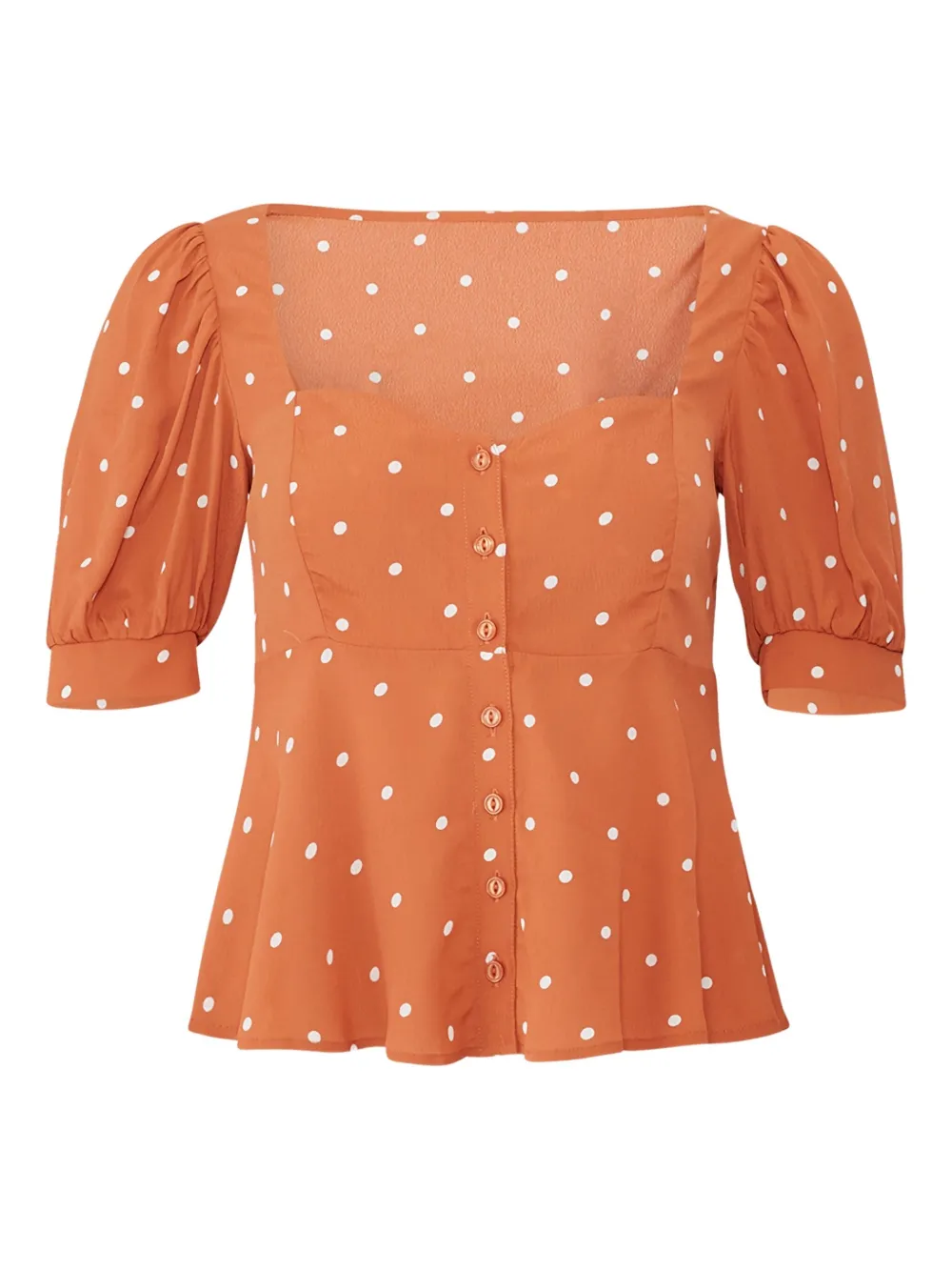 For Love And Lemons polka dot puff-sleeve blouse - オレンジ For Love And Lemons polka dot puff-sleeve blouse - オレンジ