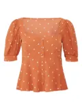 For Love And Lemons polka dot puff-sleeve blouse - Orange