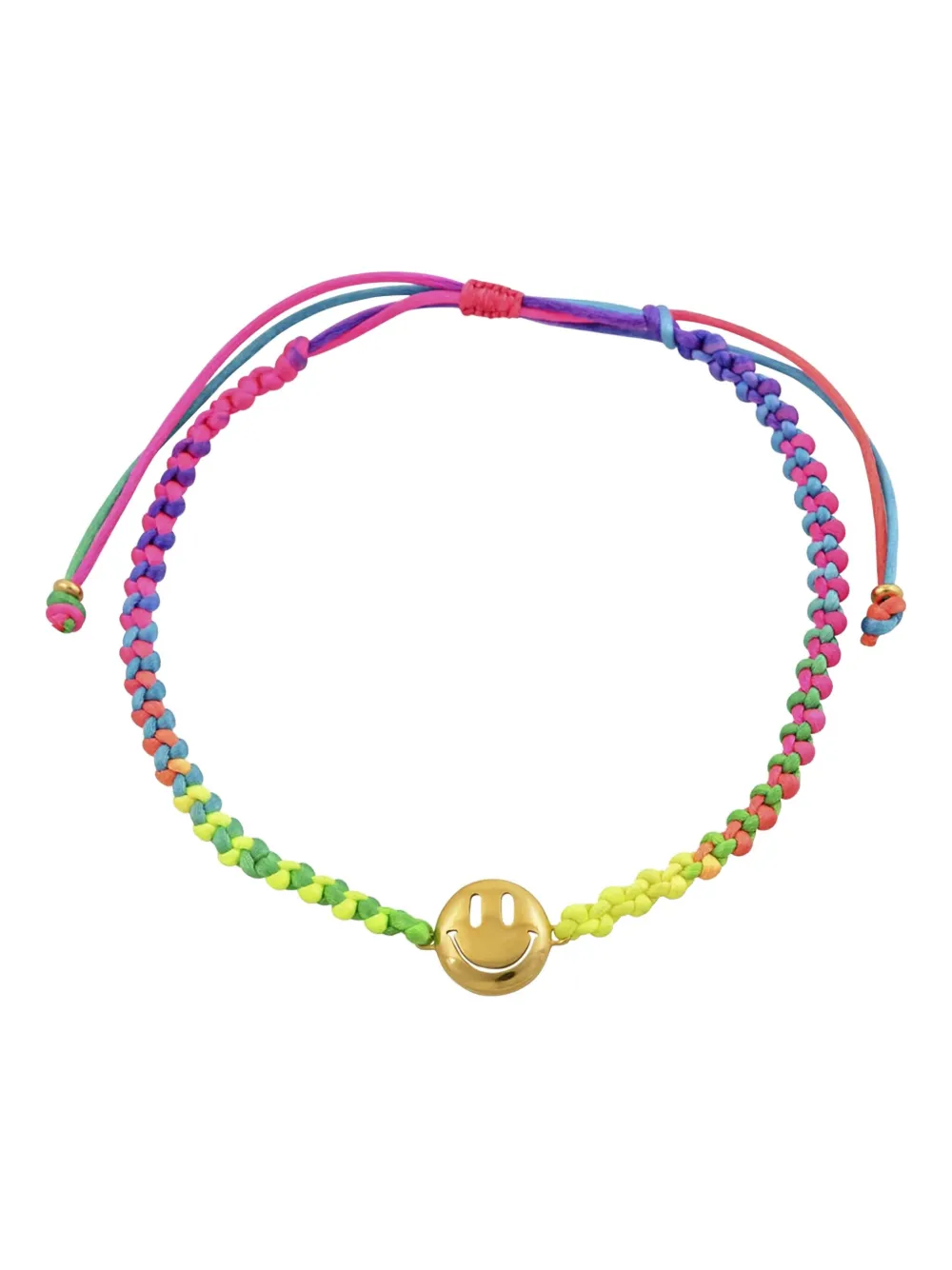 Mayol Smiley-face Braided Necklace In Pink