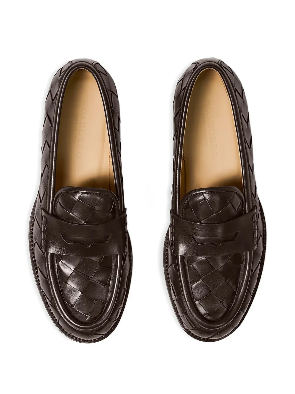 Scarosso woven-leather loafers Brown
