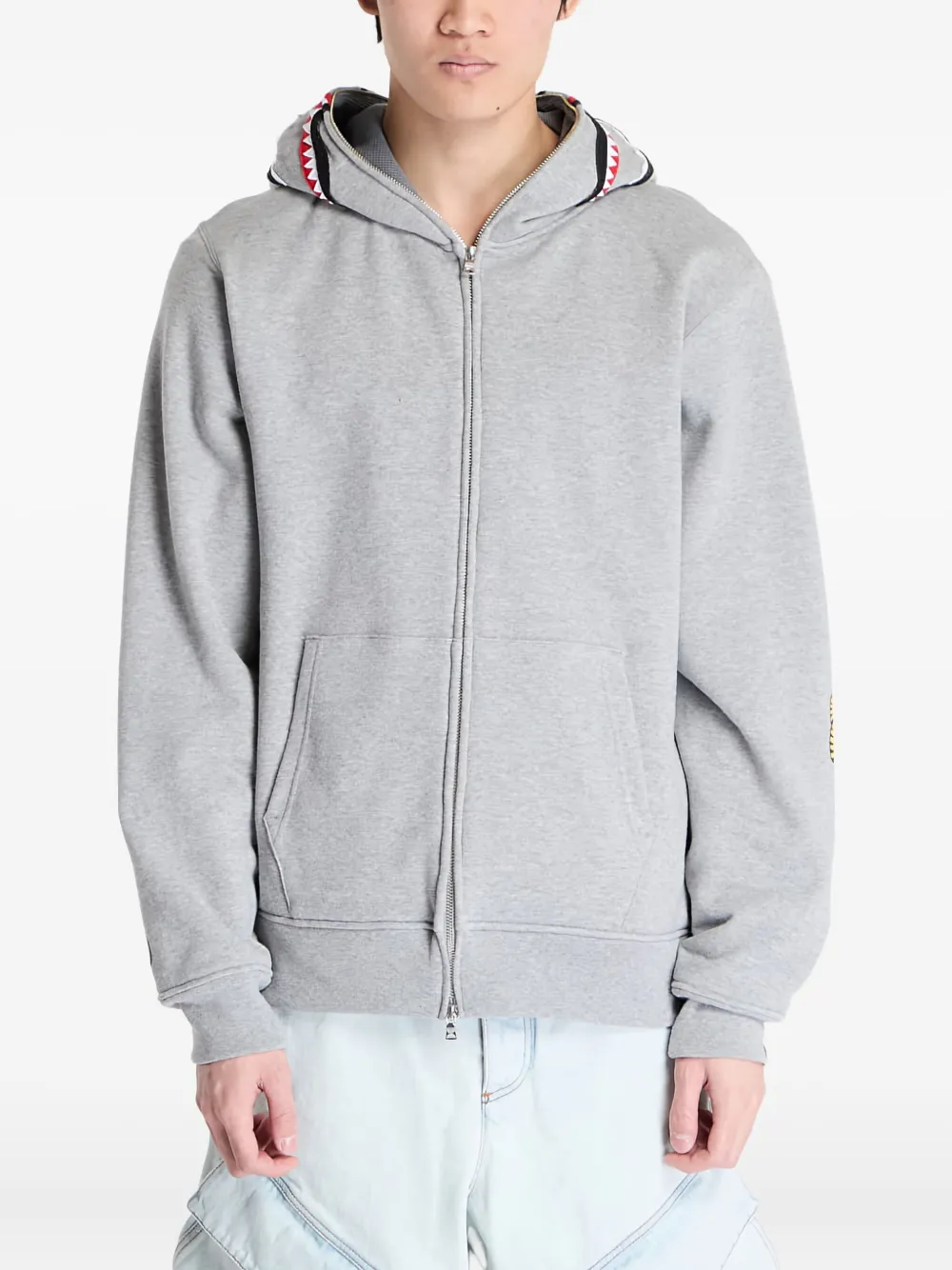 shark-hood zip-up hoodie