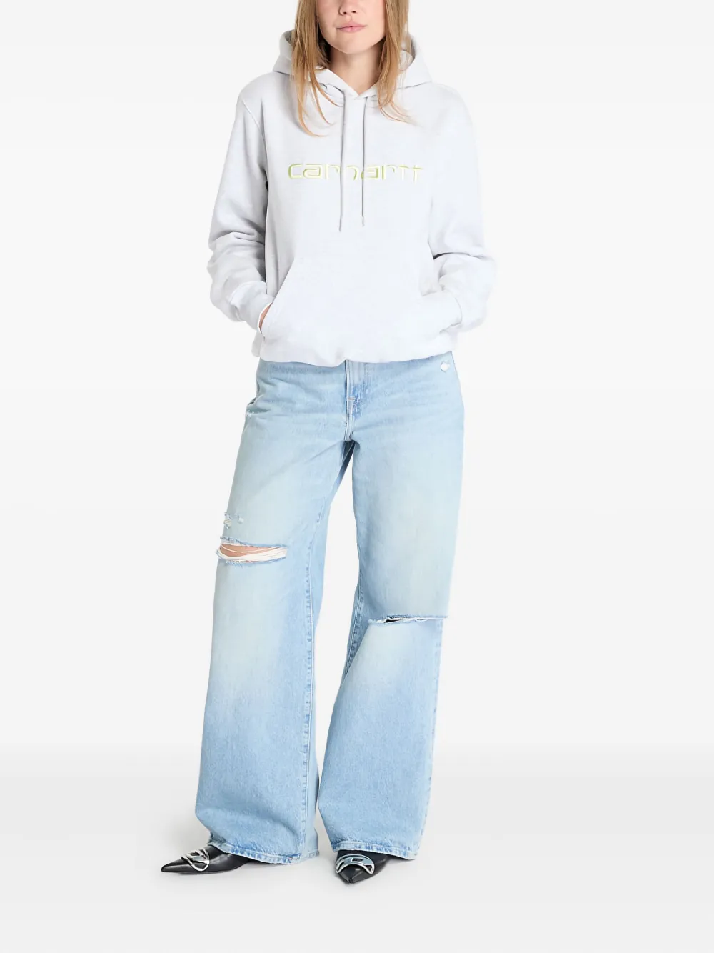 Carhartt WIP logo-embroidered hoodie sweatshirt Grijs