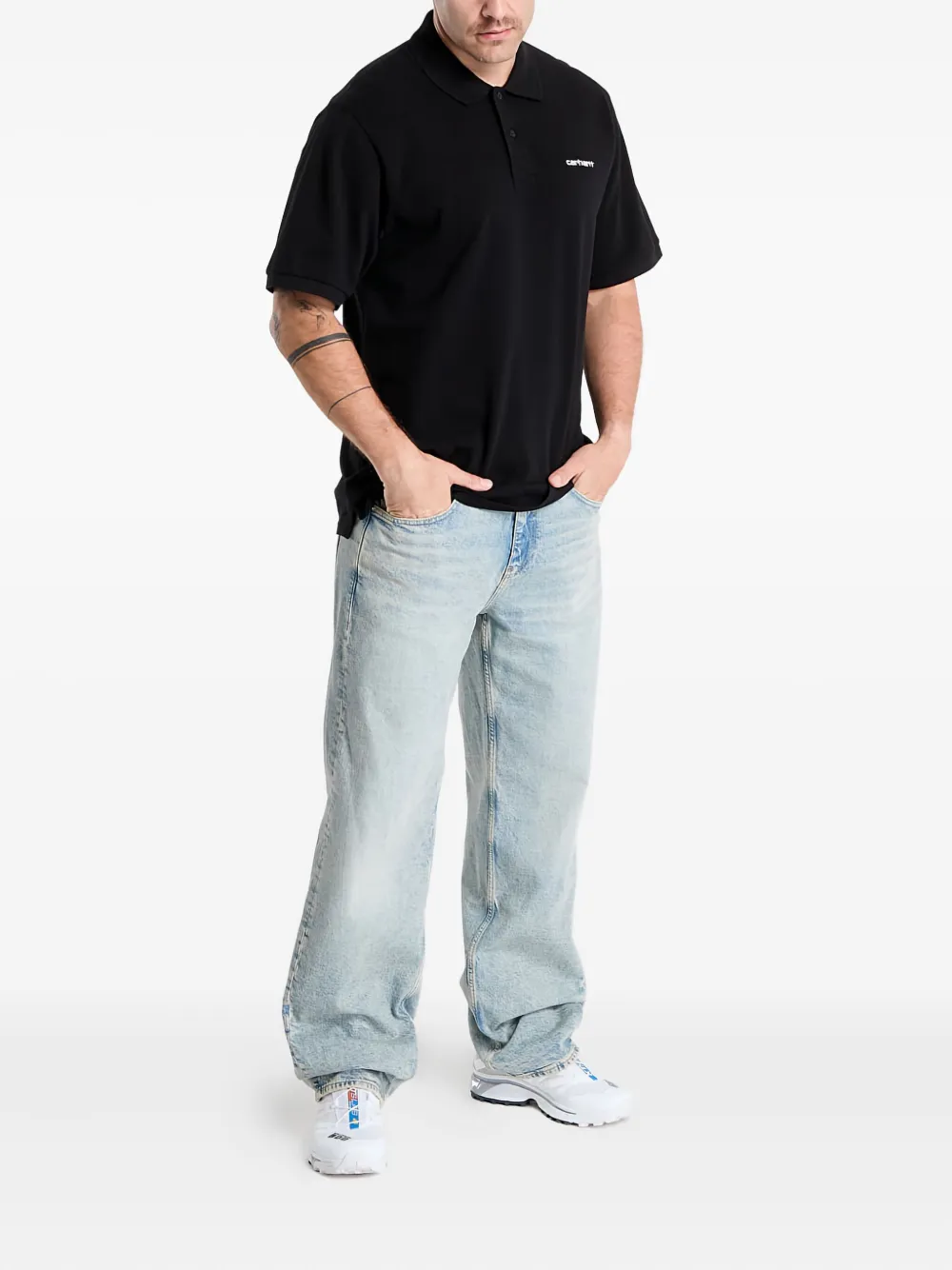 Carhartt WIP Script-logo polo shirt Zwart