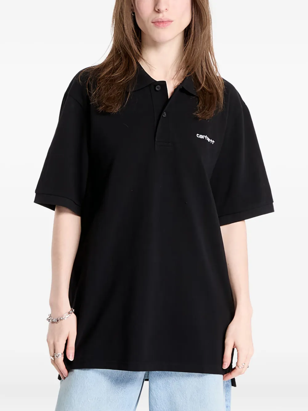 Carhartt WIP Script-logo polo shirt Zwart