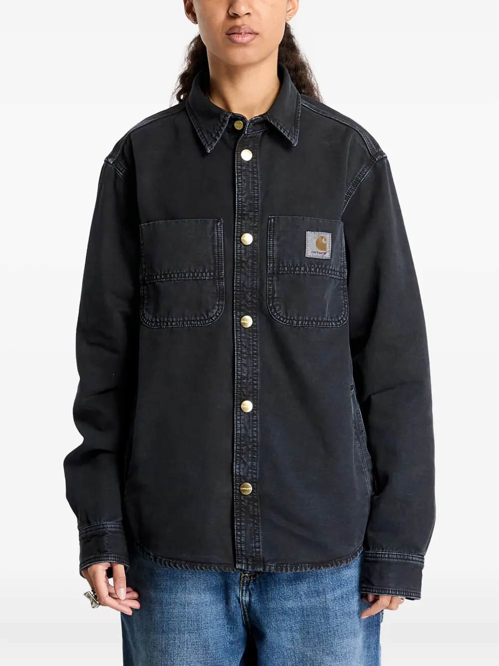 Carhartt WIP Shirtjack met zakdetail en knopen Zwart