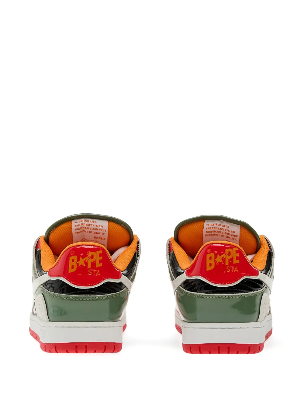 A BATHING APE Sk8 #1 star-patch patent-leather sneakers Orange