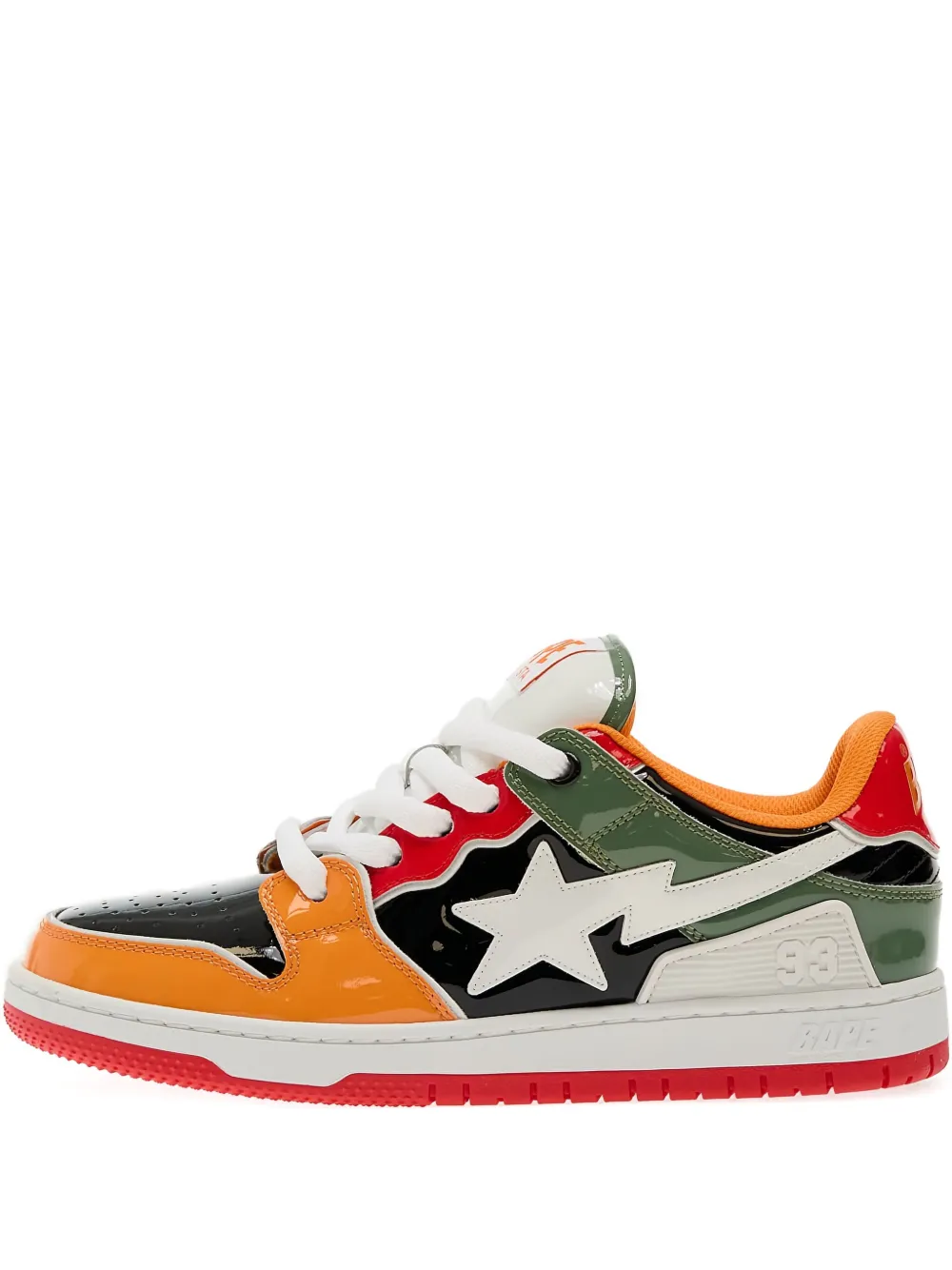 A Bathing Ape Sk8 #1 Star-patch Patent-leather Sneakers In Orange