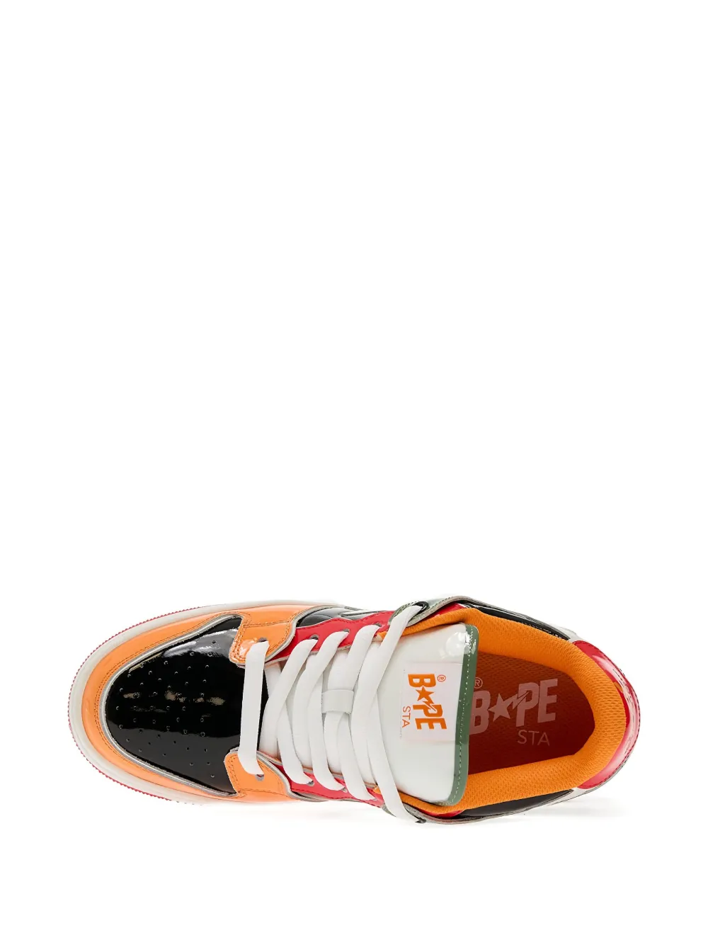 A BATHING APE Sk8 #1 star-patch patent-leather sneakers Orange