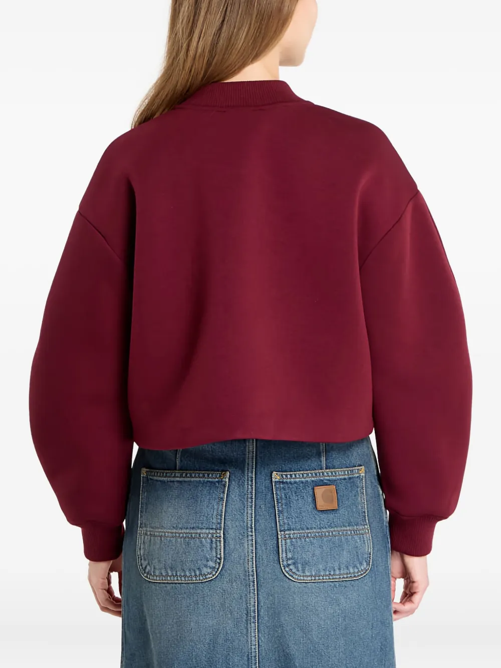 Calvin Klein Logo-detail Balloon-sleeve Bomber Jacket In Red