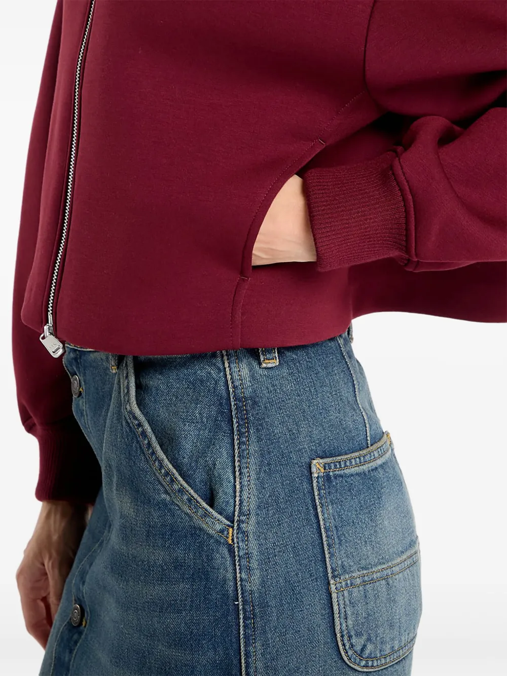 Calvin Klein Logo-detail Balloon-sleeve Bomber Jacket In Red