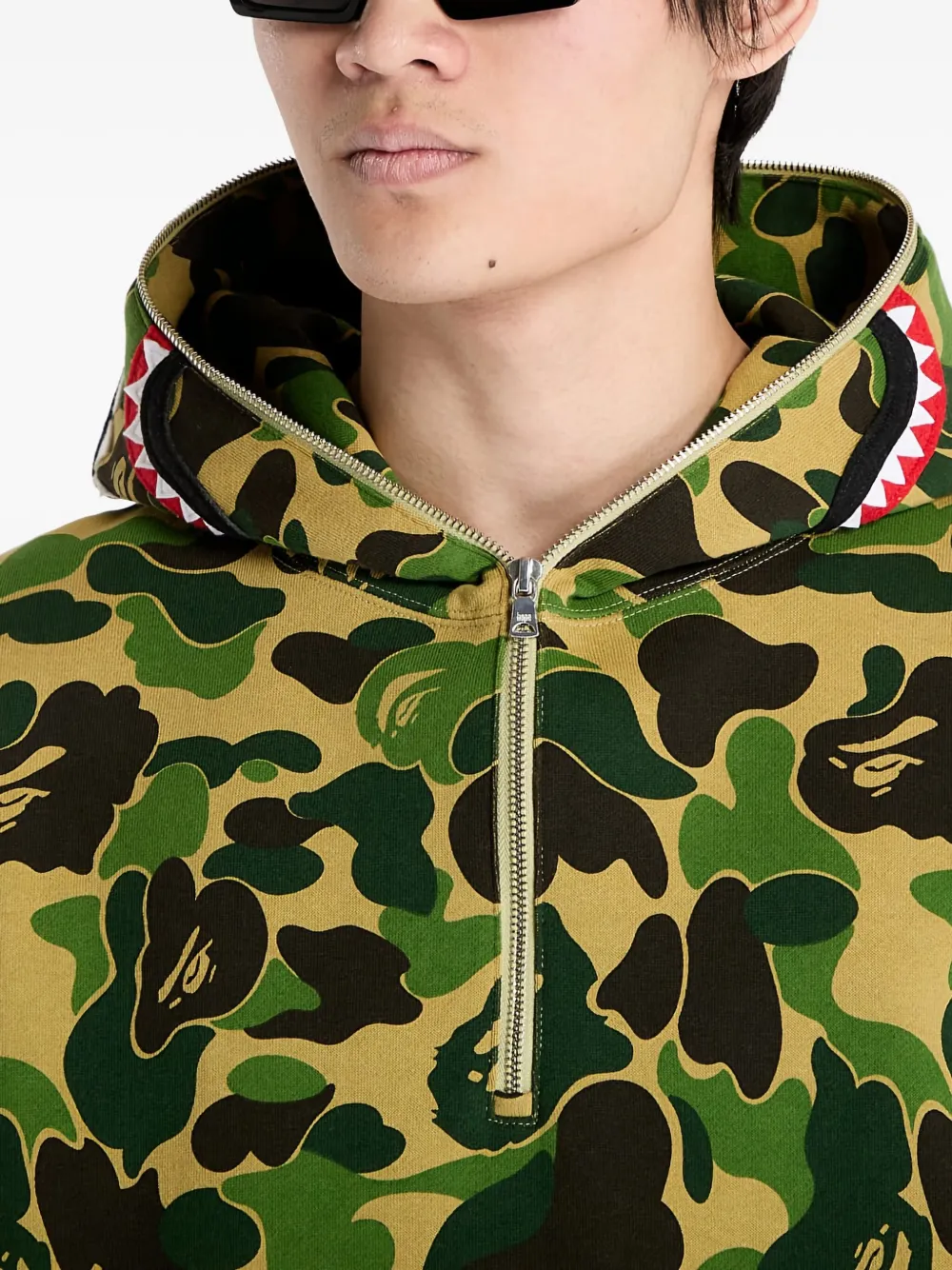 A Bathing Ape Shark-pattern Half-zip Pullover In Multi