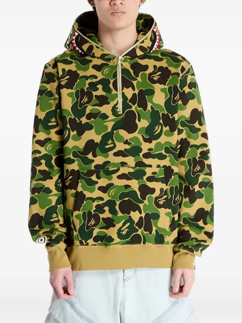 A BATHING APE® shark-pattern half-zip pullover