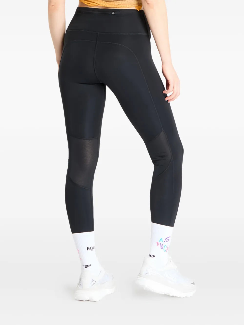 Nike Logo-print Mesh-panel Leggings In Black